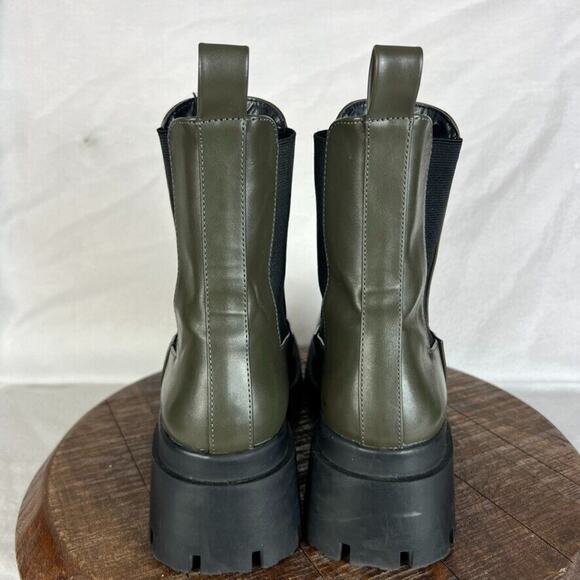 Zara Boots Womens 8 Brown Leather Ankle Lug Soles Round Toe Elastic Side Panels - Picture 4 of 13